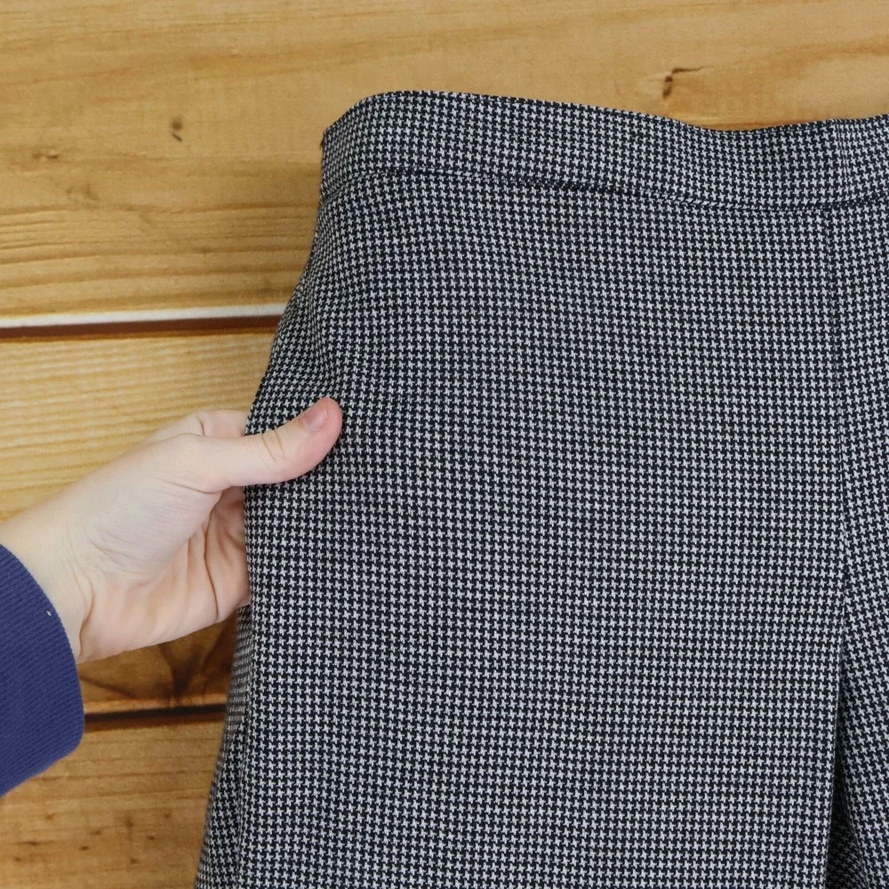 Alfred Dunner Stretch Waist Dress Pants‎ Womens Size 8 Black Houndstooth NWT $48